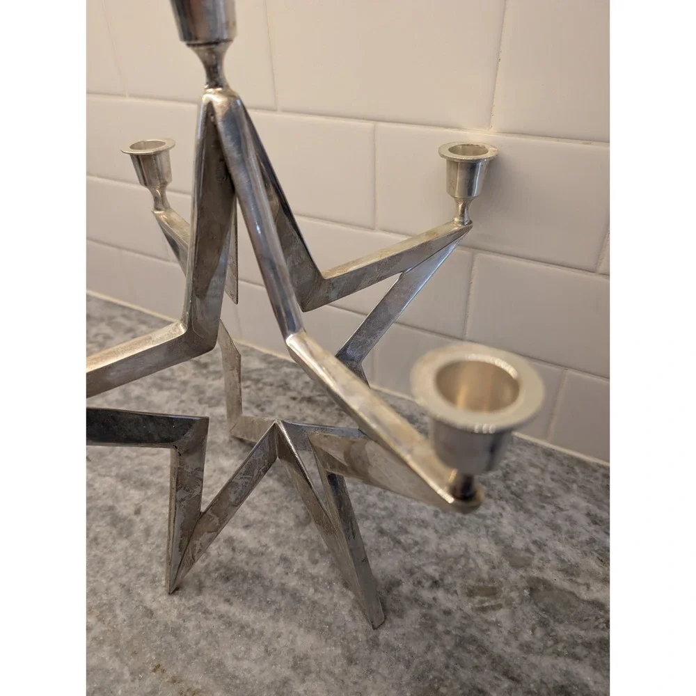 VTG Restoration Hardware Star Silver Plated Candelabra, Made In India